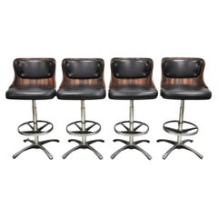 Vintage Daystrom Mid Century Modern Faux Rosewood Laminate Barstools - Set of 4