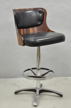 Vintage Daystrom Mid Century Modern Faux Rosewood Laminate Swivel Barstool Chair