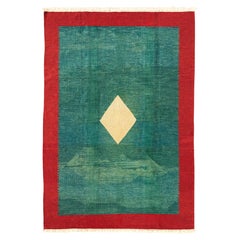 Vintage Dazkiri Turkish Wool Kilim Rug, Minimalist Stouthwest-Style, c. 1990