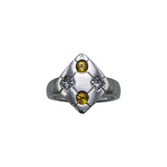 Vintage De Beers White Gold Diamond Geometric Ring
