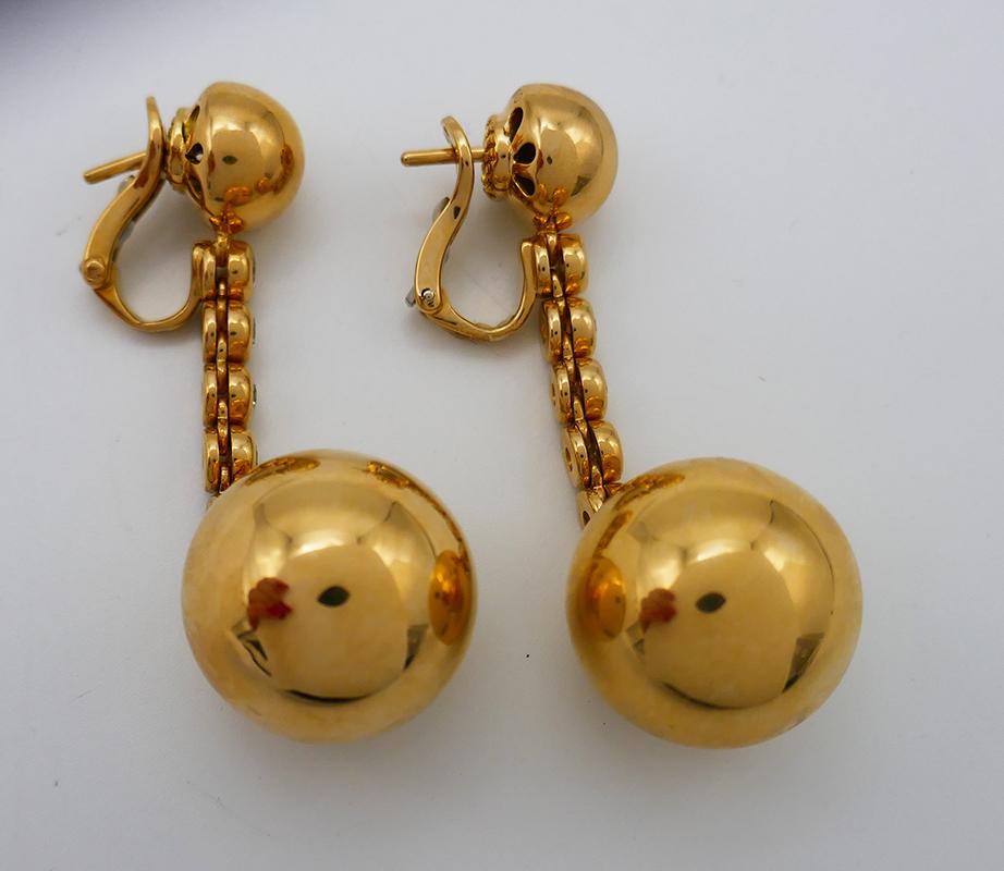 18k Gold Vintage De Grisogono-Ohrringe Boule-Diamant Damen