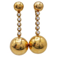 Retro De Grisogono Earrings Boule Diamond 18k Gold