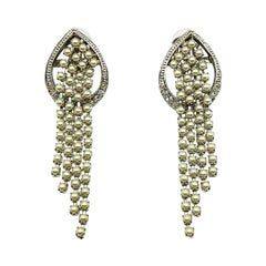 Vintage De Liguoro, Italy Pearl&Crystal Waterfall Earrings 1980s