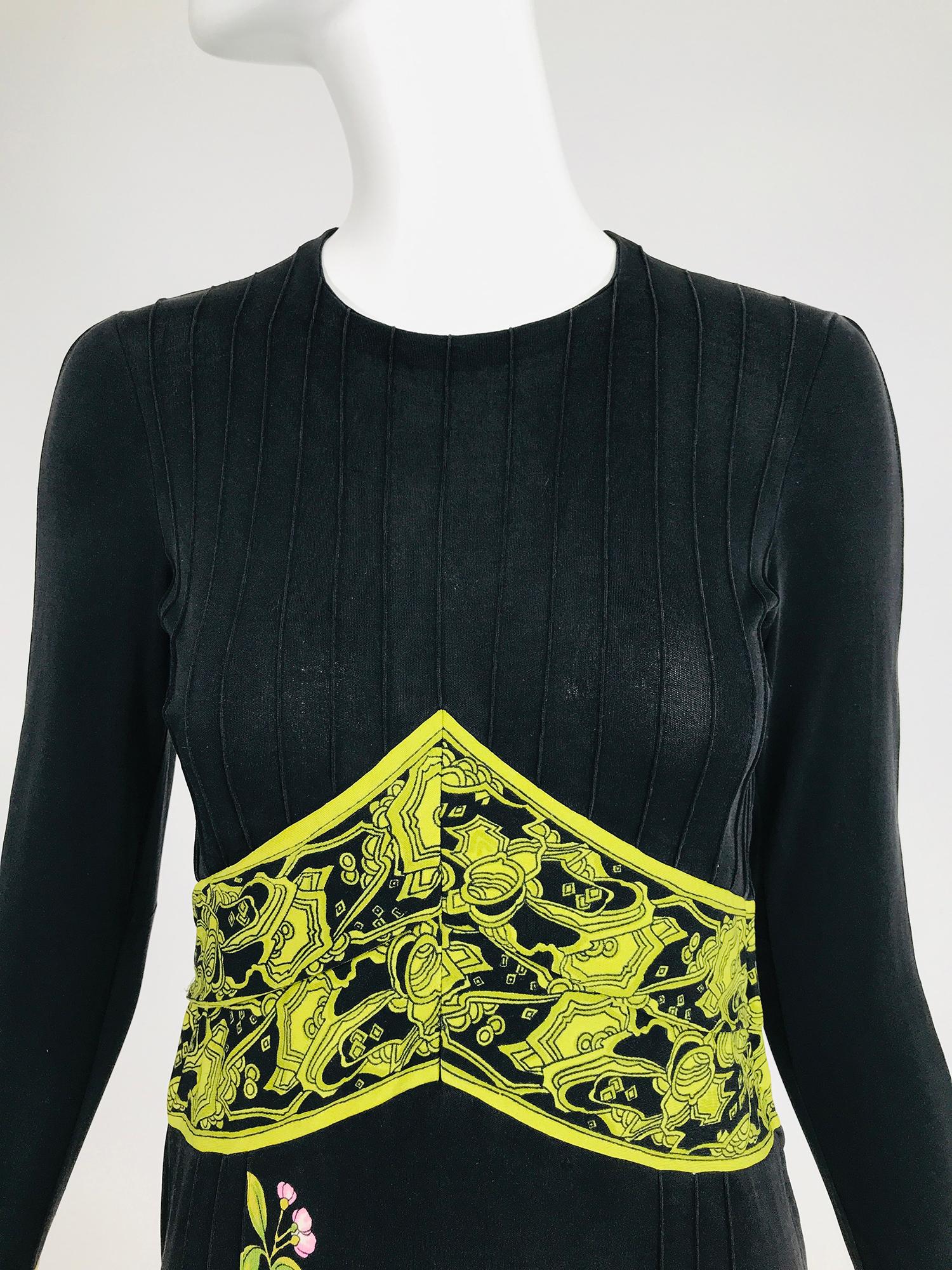 Vintage de Parisini Maxikleid aus Seide und Jersey mit Blumendruck 1960er 7