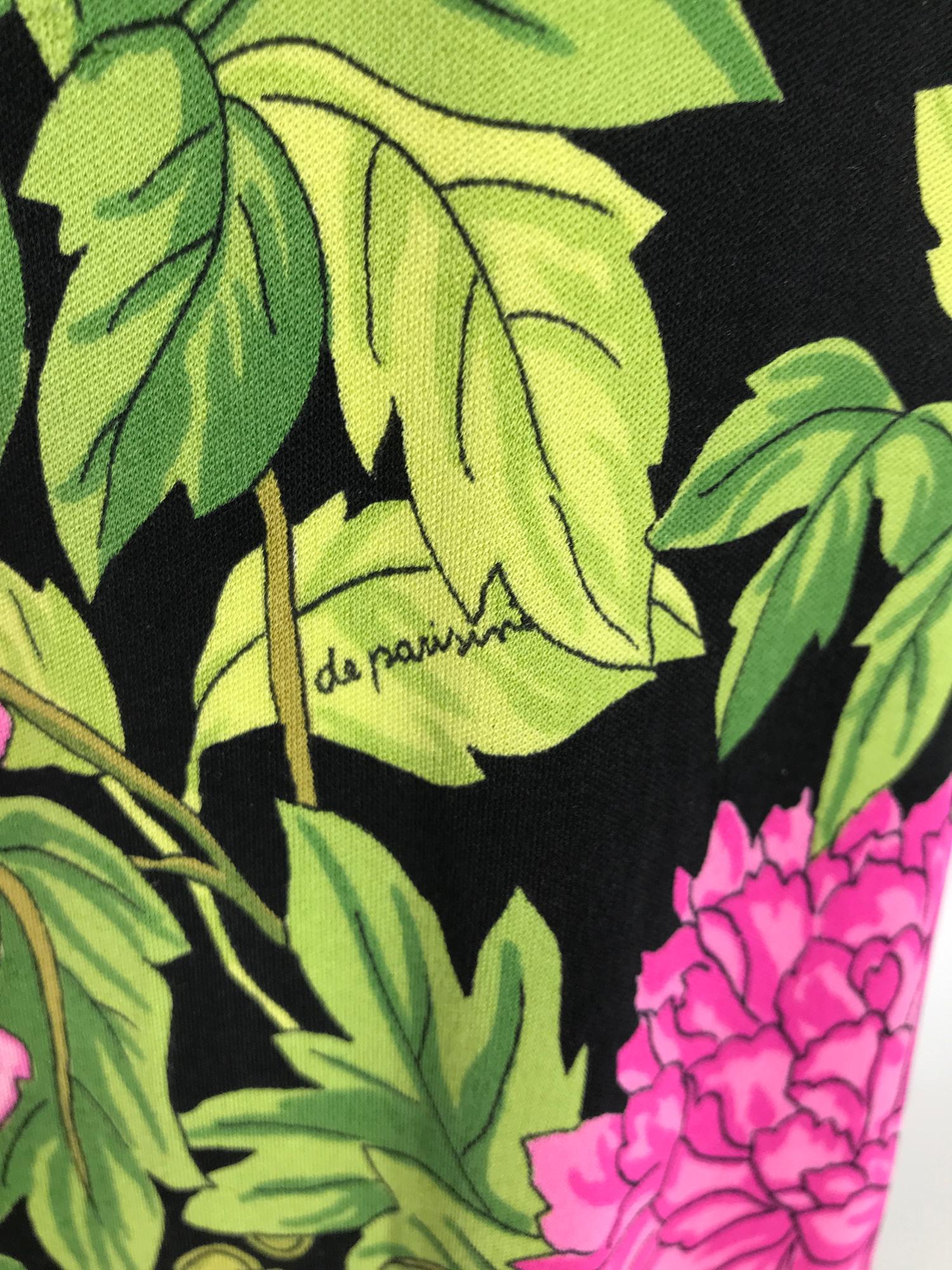 Vintage de Parisini Maxikleid aus Seide und Jersey mit Blumendruck 1960er 8