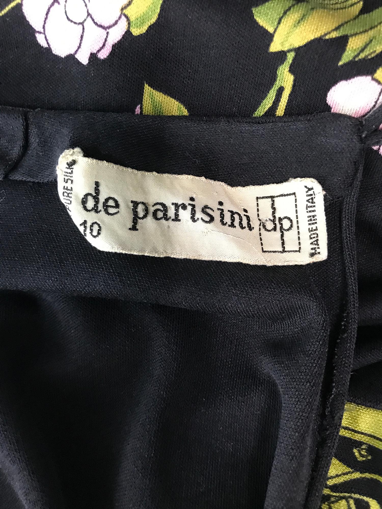 Vintage de Parisini Maxikleid aus Seide und Jersey mit Blumendruck 1960er 9