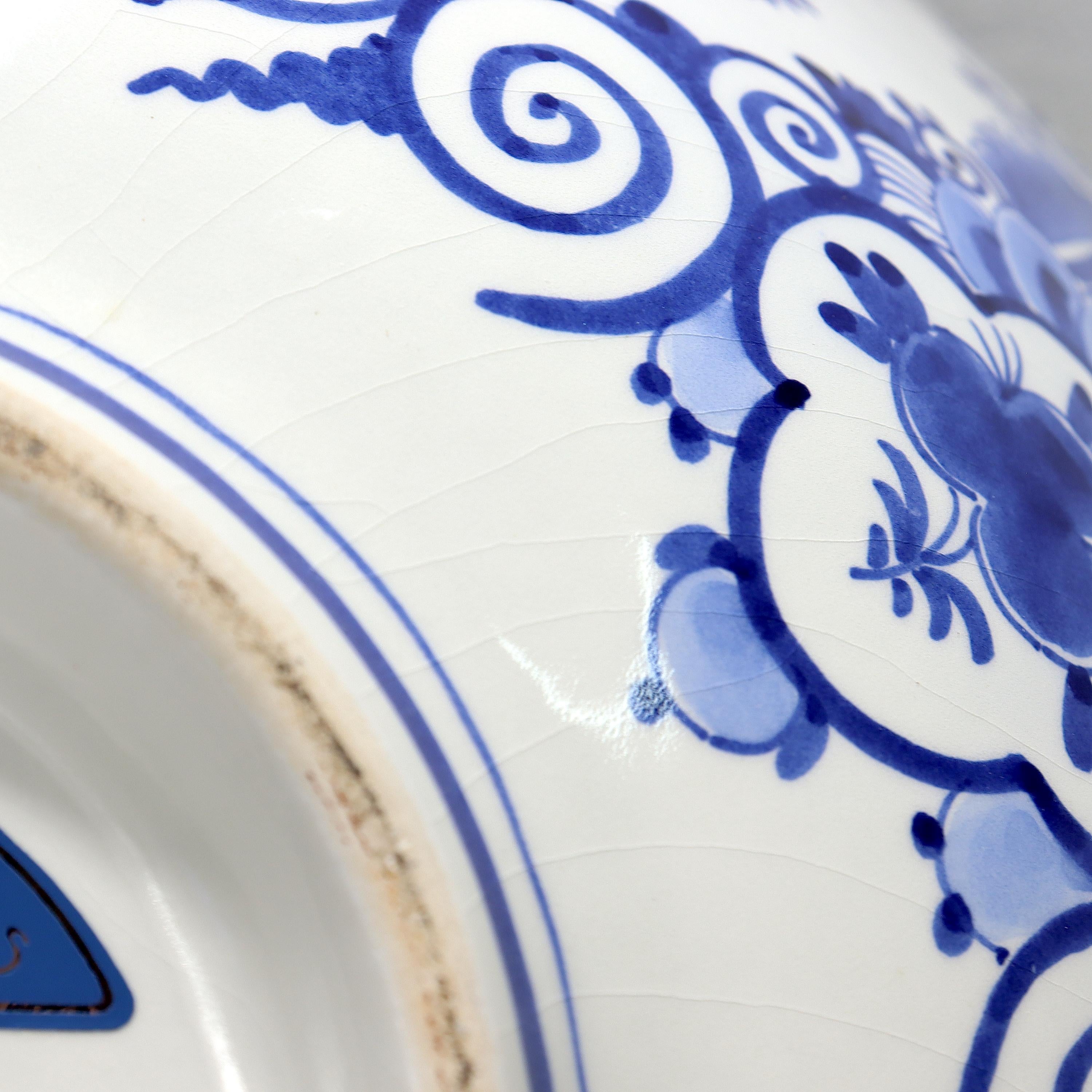 Vintage De Porceleyne Fles Dutch Delft Blue & White Pottery Punch Bowl 5