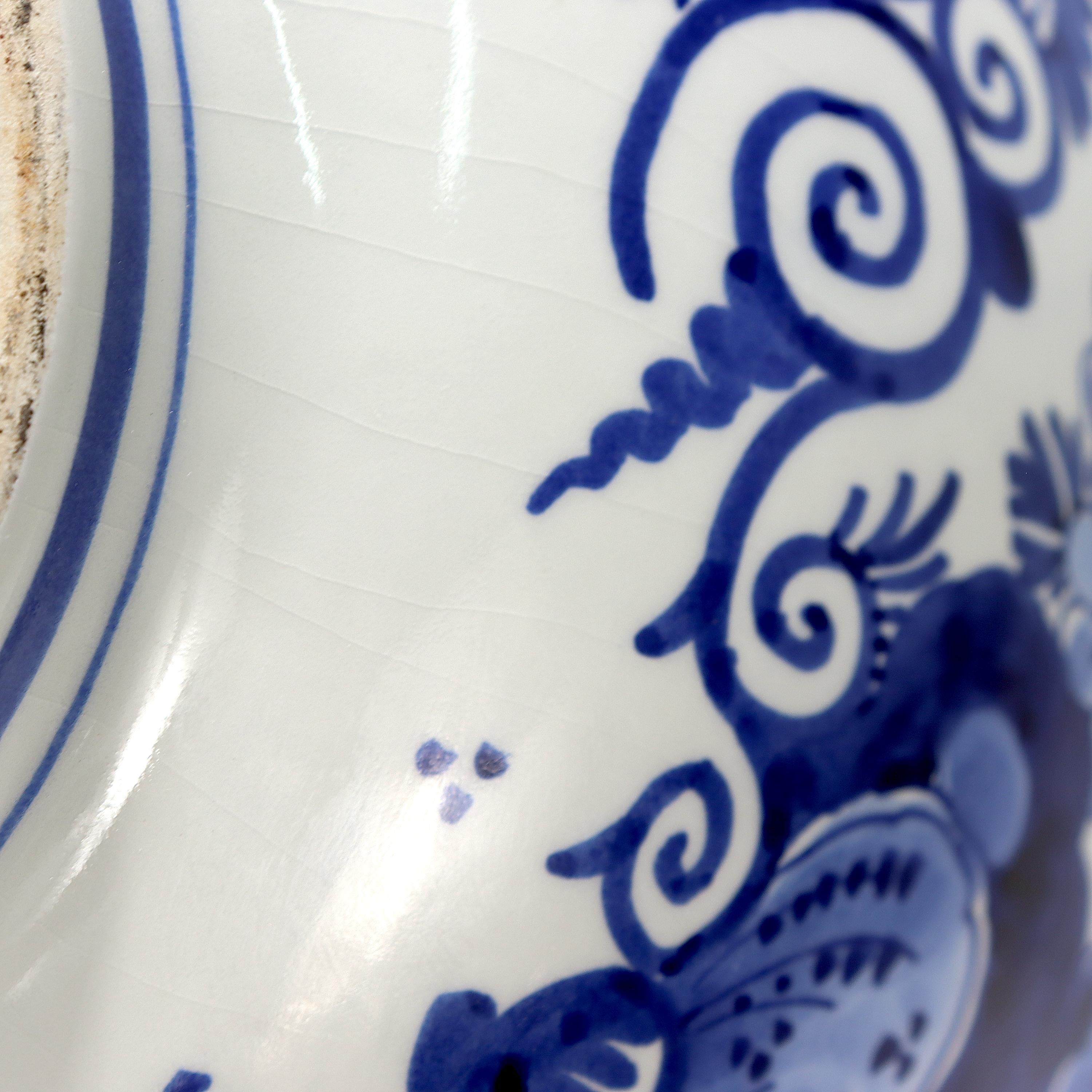 Vintage De Porceleyne Fles Dutch Delft Blue & White Pottery Punch Bowl 6
