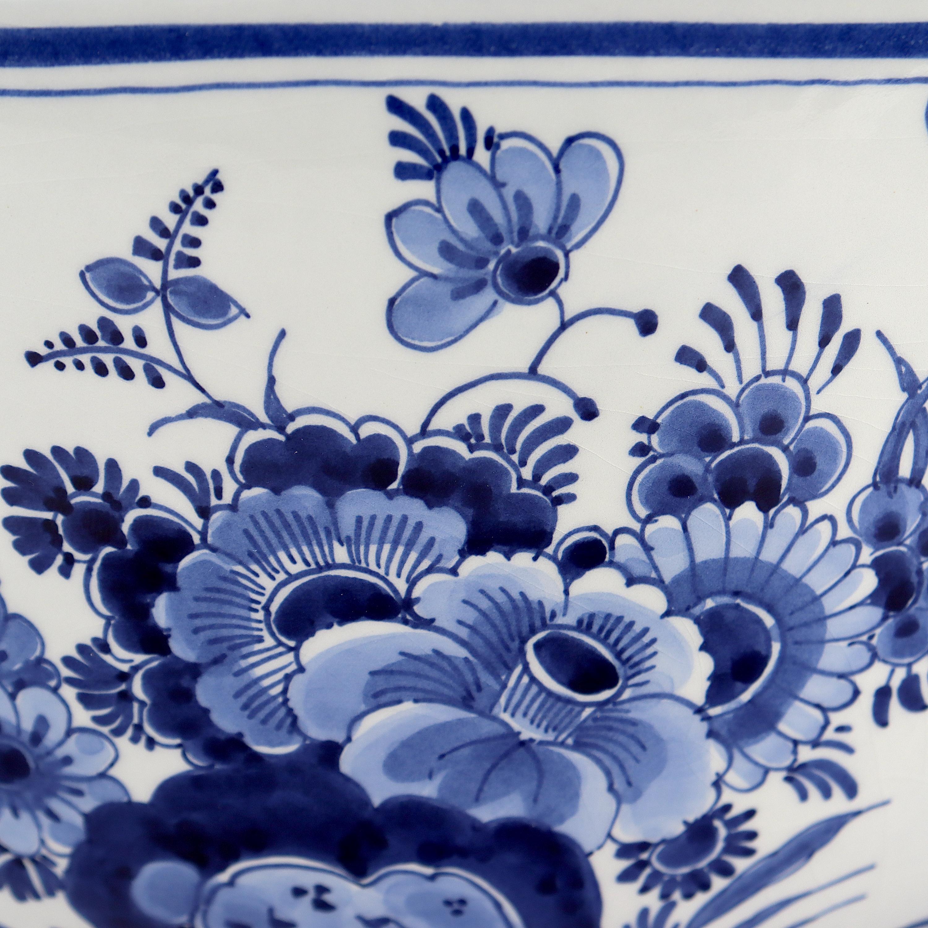 Late 20th Century Vintage De Porceleyne Fles Dutch Delft Blue & White Pottery Punch Bowl