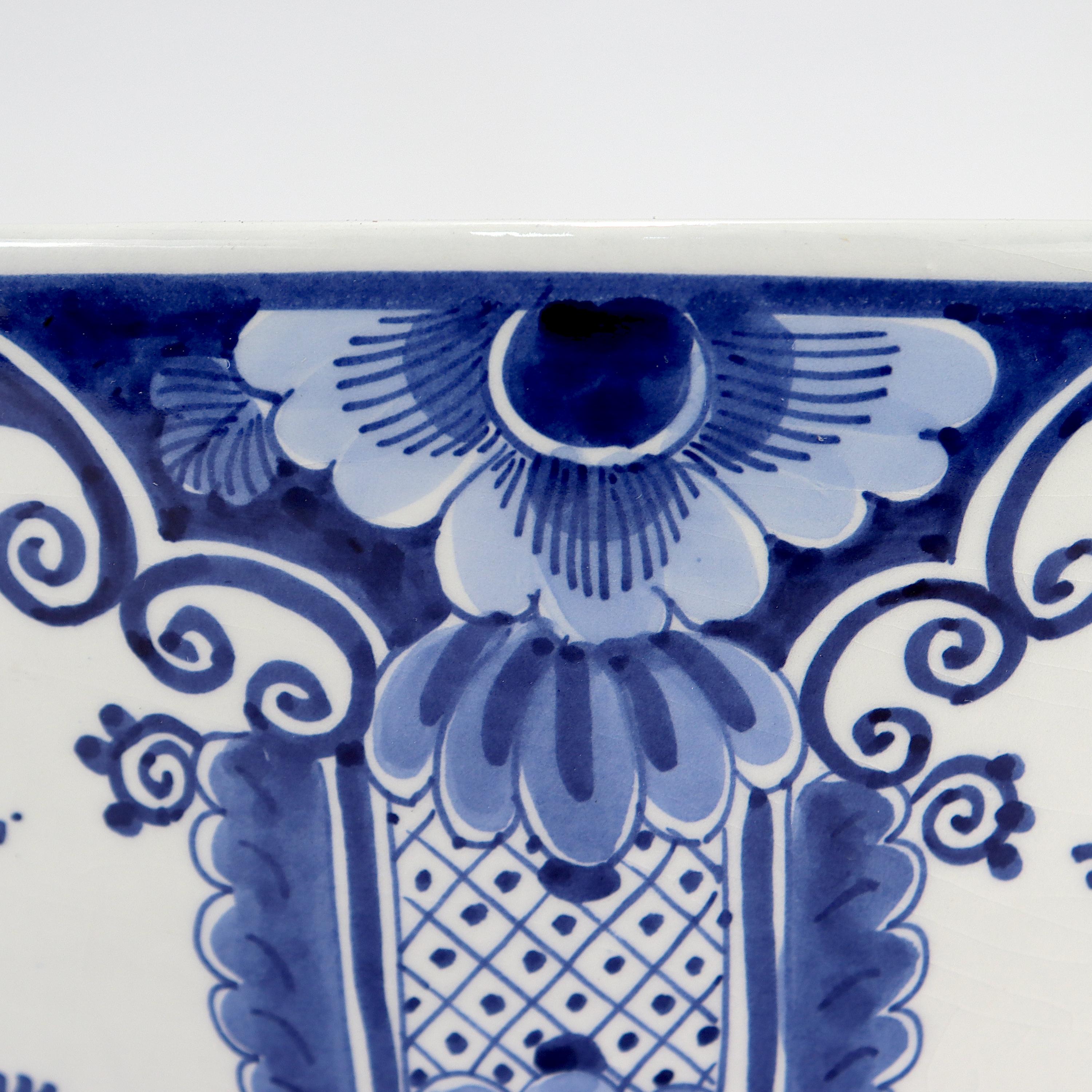 Vintage De Porceleyne Fles Dutch Delft Blue & White Pottery Punch Bowl 1
