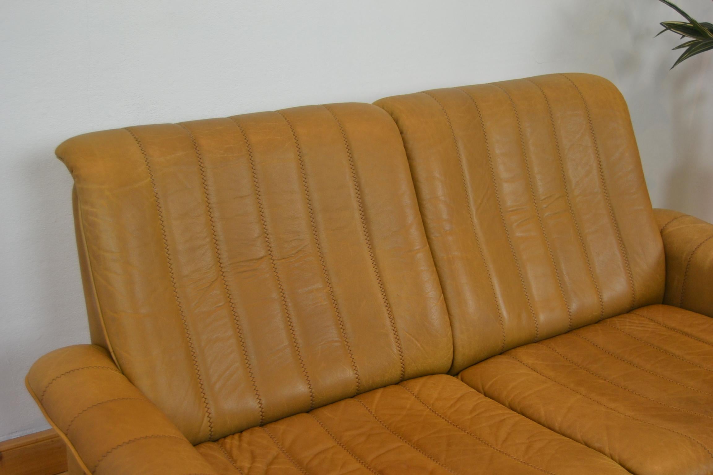 Vintage De Sede 2-Seat Sofa, Brown Leather, Switserland , 1970s 2