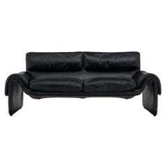 Vintage De Sede Black Leather Sofa