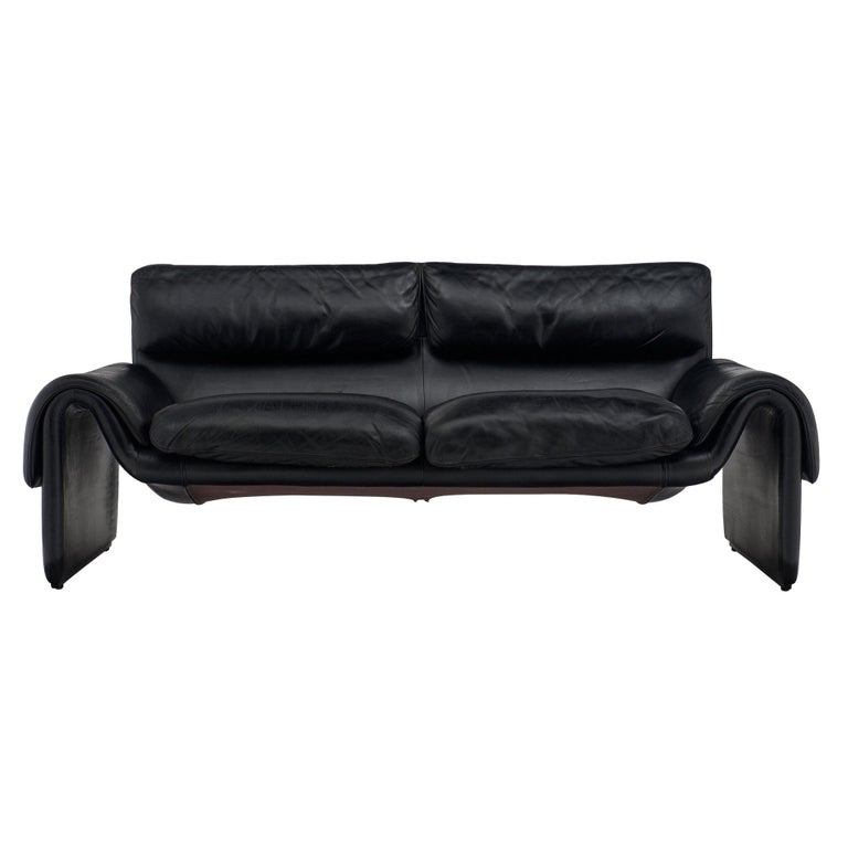 Vintage De Sede Black Leather Sofa At, Black Leather Sofa