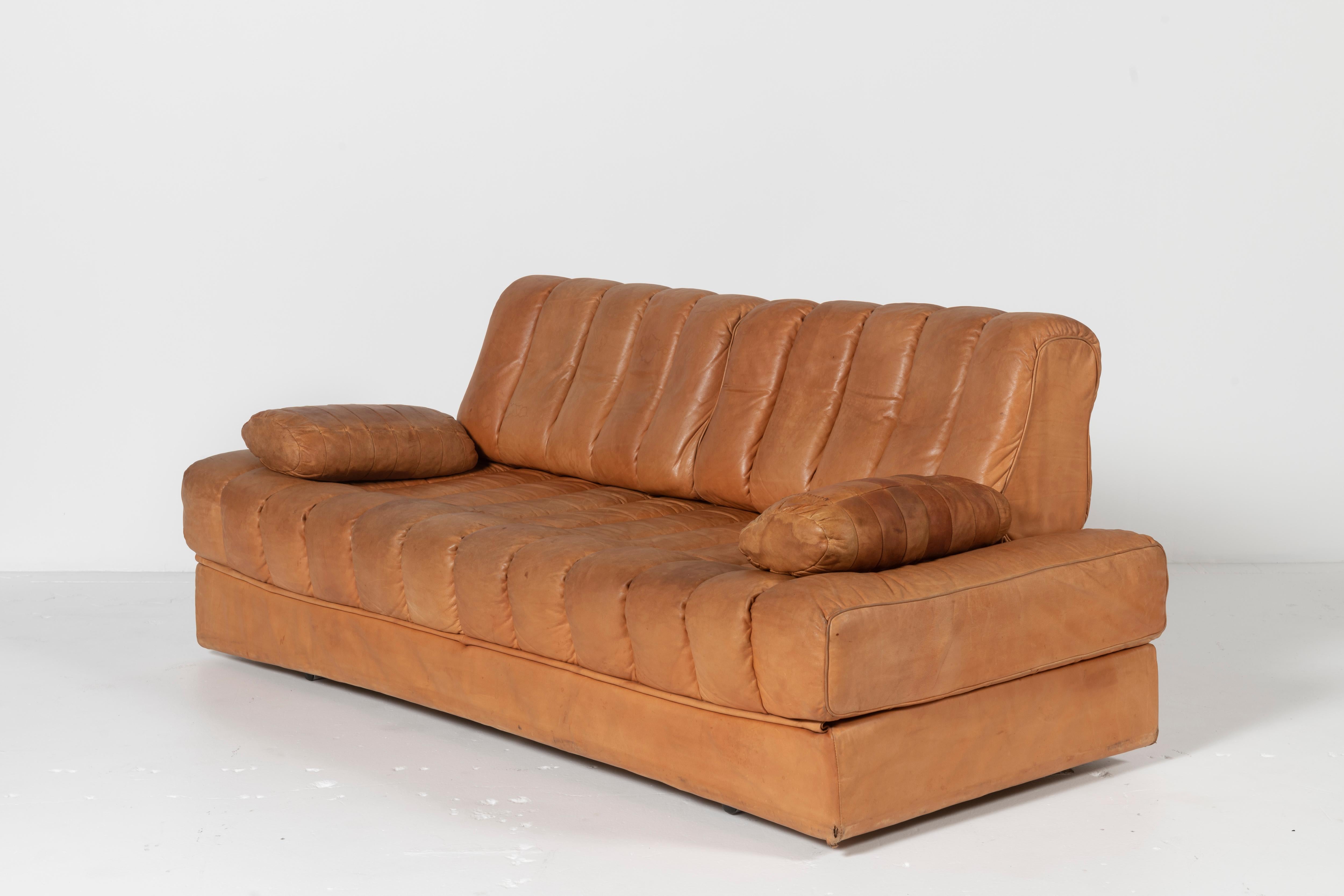 Vintage De Sede Cognac Leather Sofa/Daybed with Channel Tufting Model DS85 3
