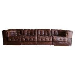 Vintage De Sede "DS 11" Modular Sofa in Brown Leather:: 1970's
