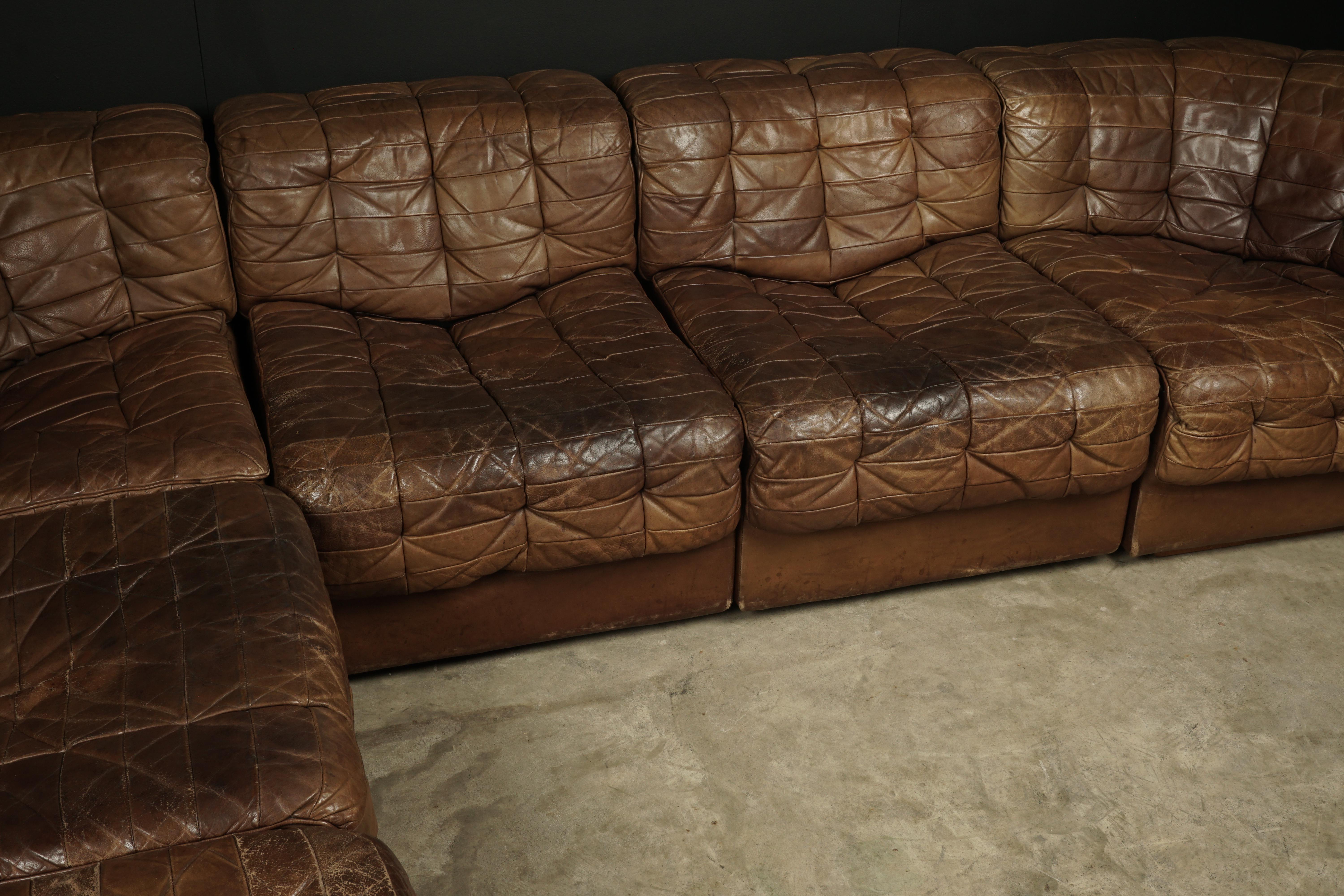 Late 20th Century Rare Vintage De Sede DS 11 Patchwork Leather Sofa from Switzerland, circa 1970
