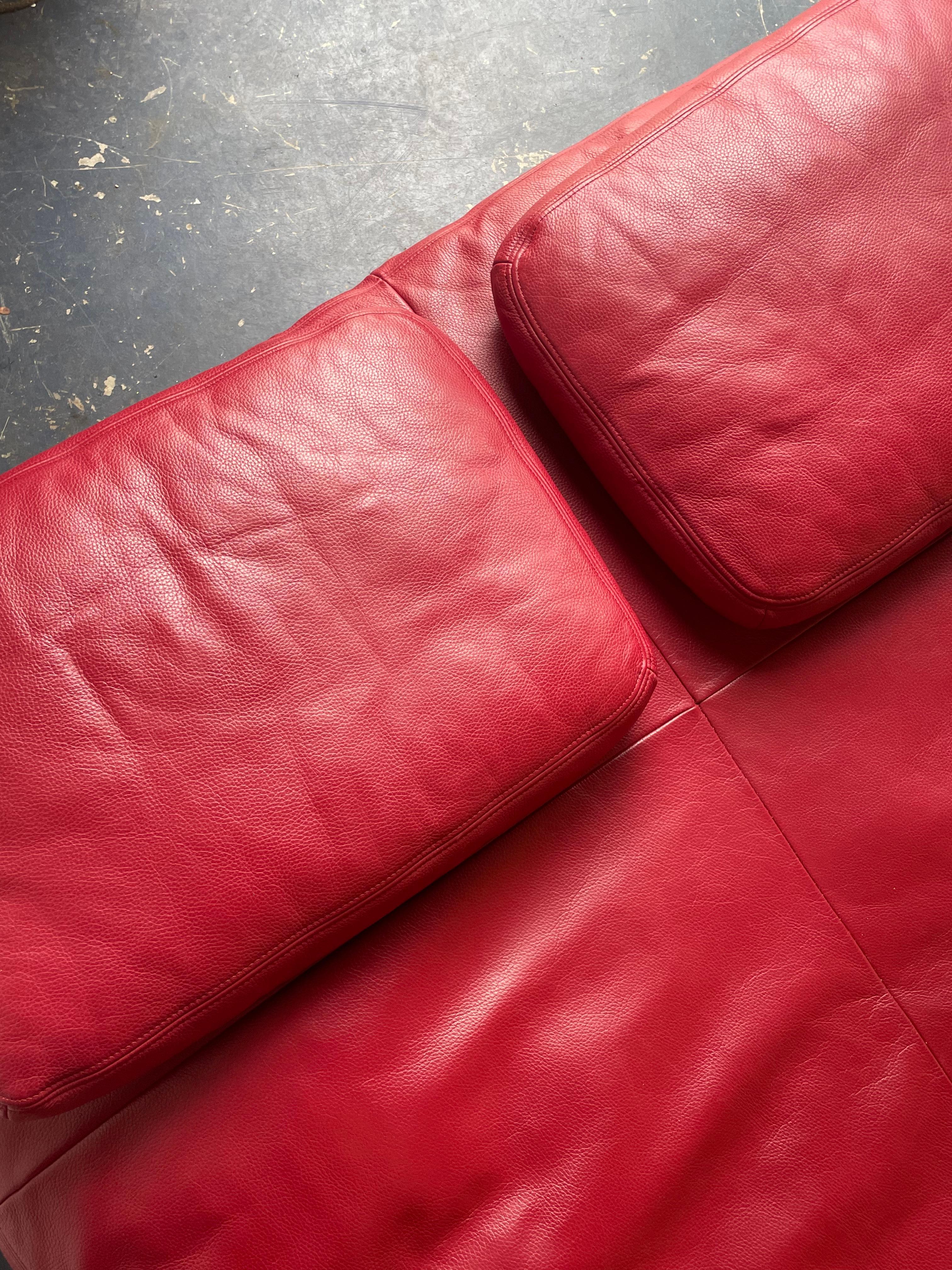 Metal Vintage De Sede DS 169 Convertible Sofa / Daybed by Ernst Ambühler, Red Leather