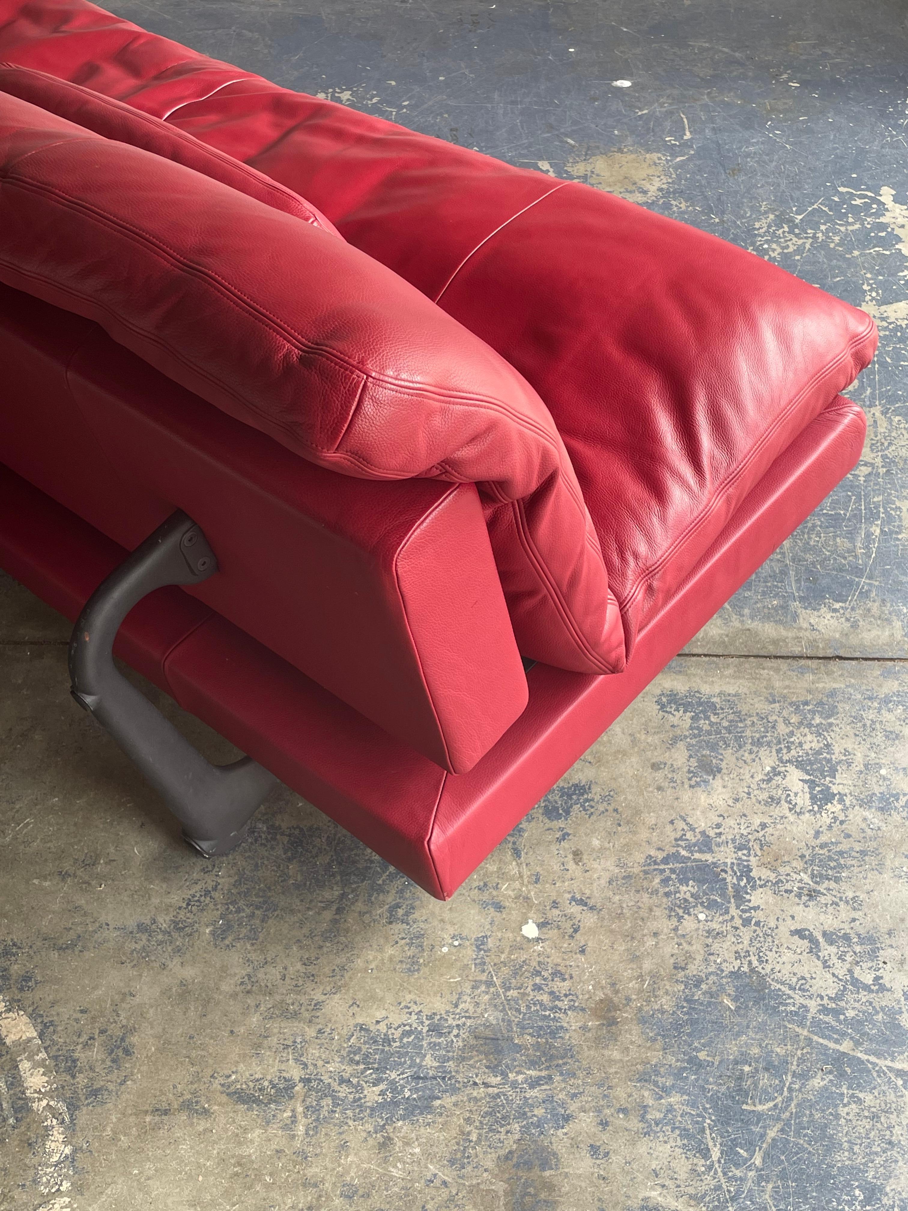 Sofa convertible De Sede DS 169 vintage en cuir rouge par Ernst Ambhler 10