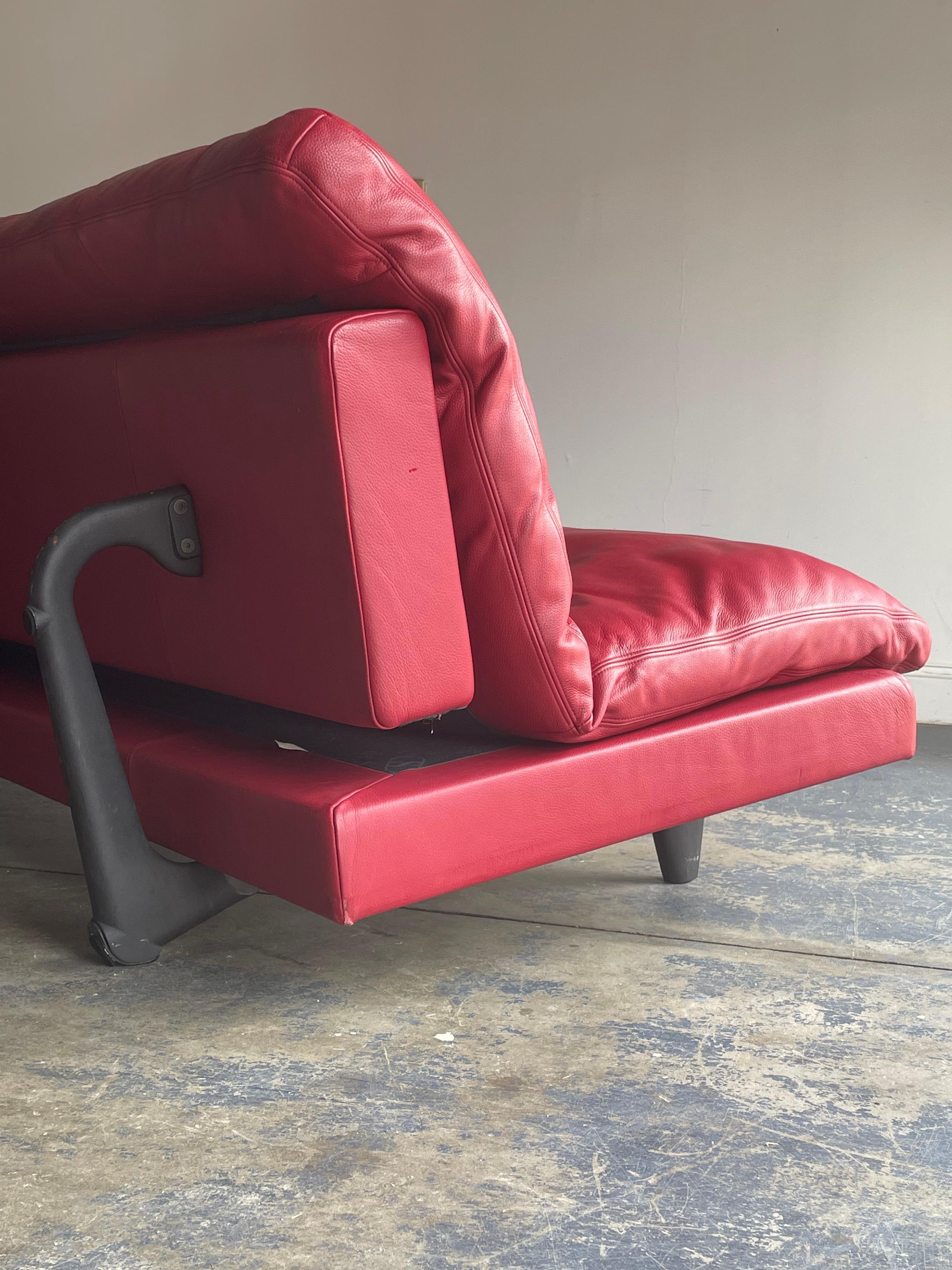 Sofa convertible De Sede DS 169 vintage en cuir rouge par Ernst Ambhler 11