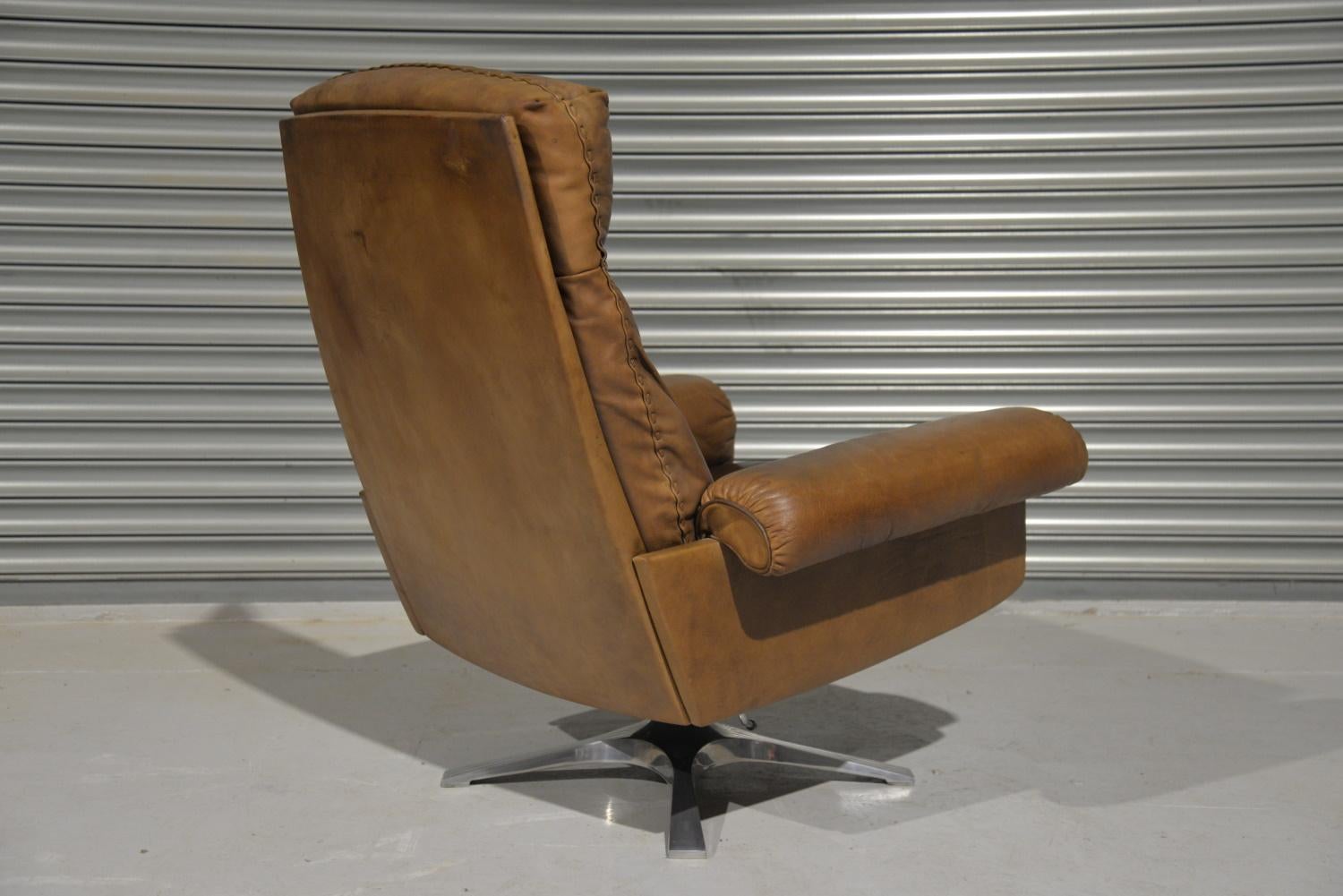 Vintage De Sede DS 31 Hochlehner-Drehsessel mit Ottomane, 1970er Jahre im Angebot 3
