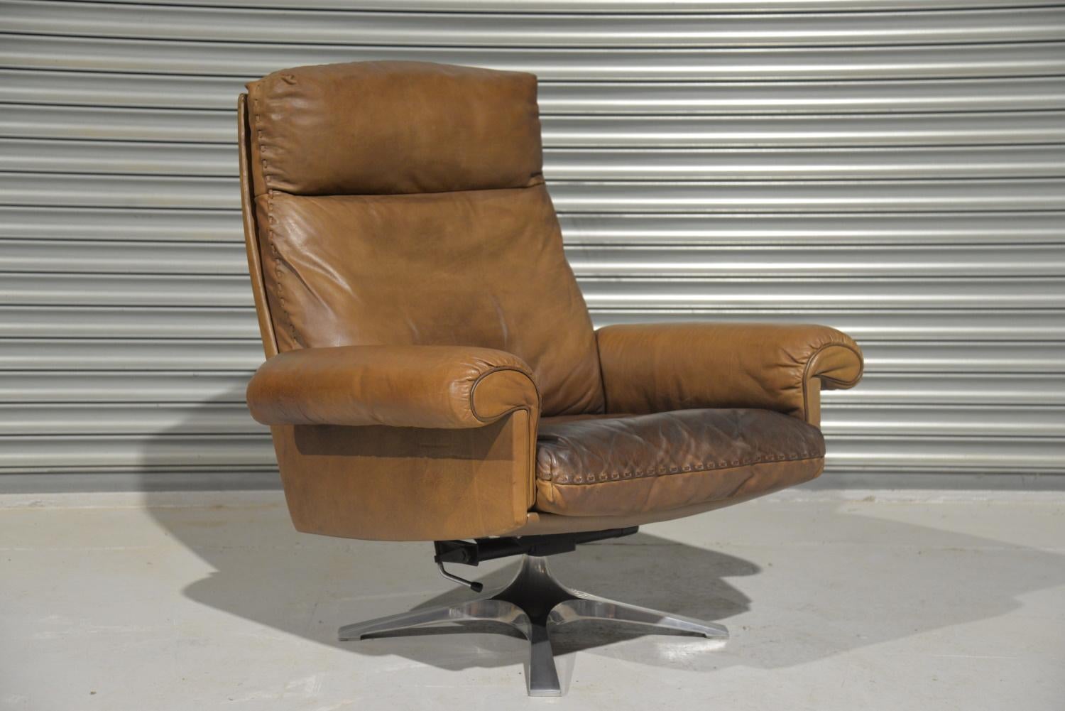 Vintage De Sede DS 31 Hochlehner-Drehsessel mit Ottomane, 1970er Jahre im Angebot 5