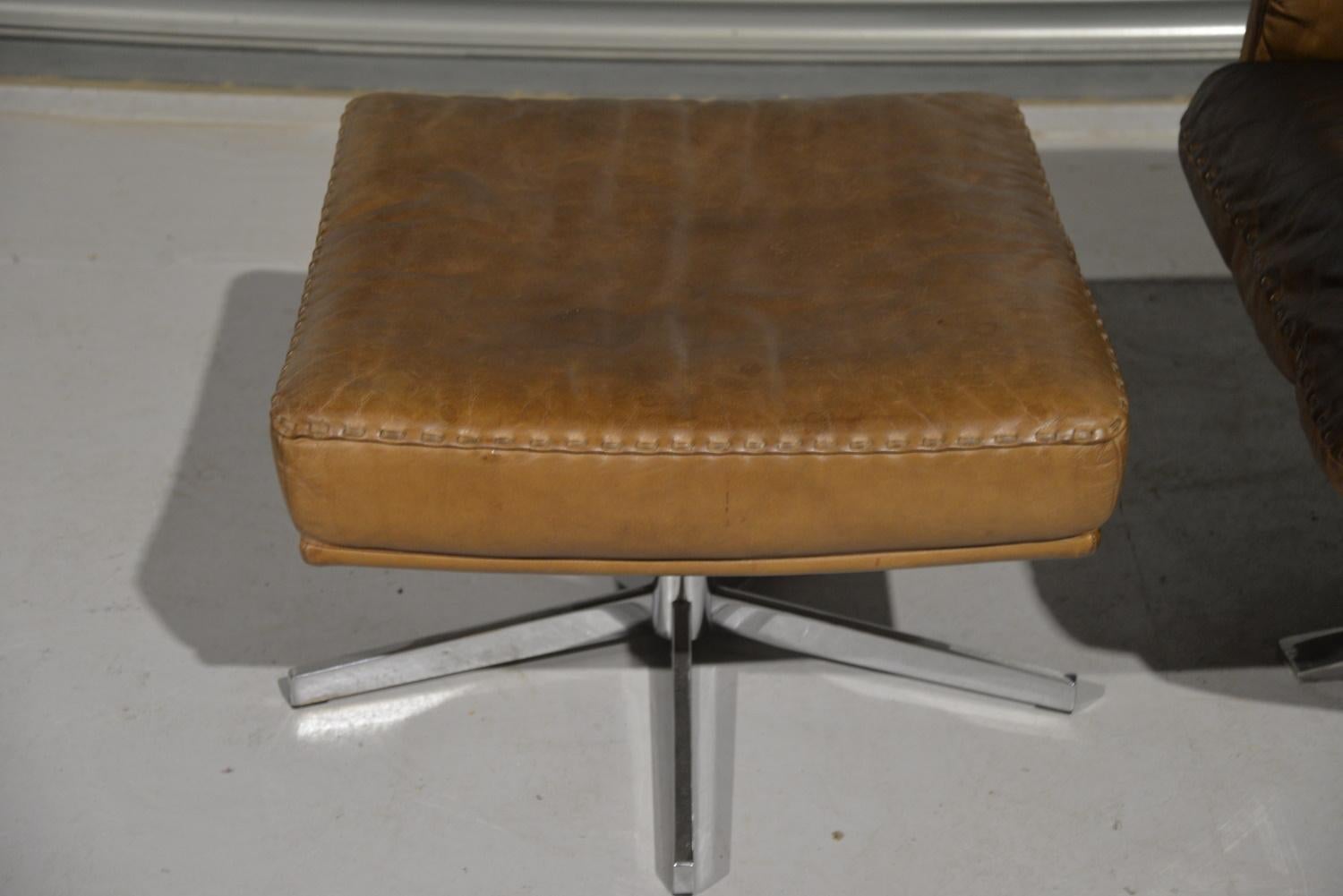 Vintage De Sede DS 31 Hochlehner-Drehsessel mit Ottomane, 1970er Jahre im Angebot 10