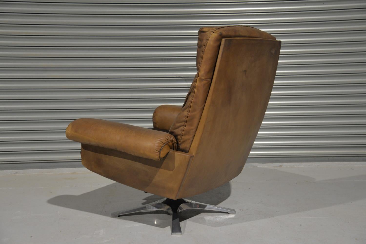 Vintage De Sede DS 31 Hochlehner-Drehsessel mit Ottomane, 1970er Jahre im Angebot 1