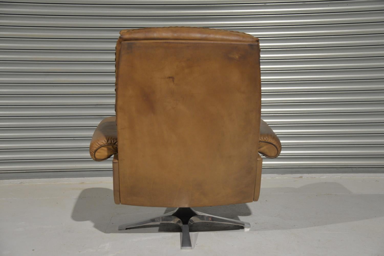 Vintage De Sede DS 31 Hochlehner-Drehsessel mit Ottomane, 1970er Jahre im Angebot 2