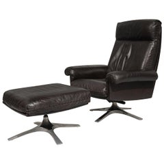 De Sede fauteuil vintage pivotant en cuir à haut dossier DS 31 avec Ottoman, 1970