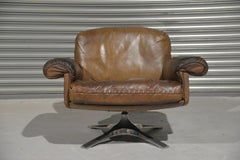Drehbarer Loungesessel "De Sede DS 31" aus Leder, Schweiz, 1970er Jahre