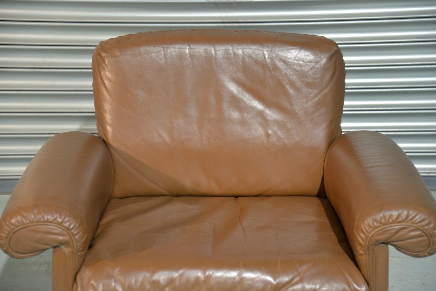 Vintage De Sede DS 31 Leather Swivel Lounge Armchair, Switzerland, 1970s For Sale 1