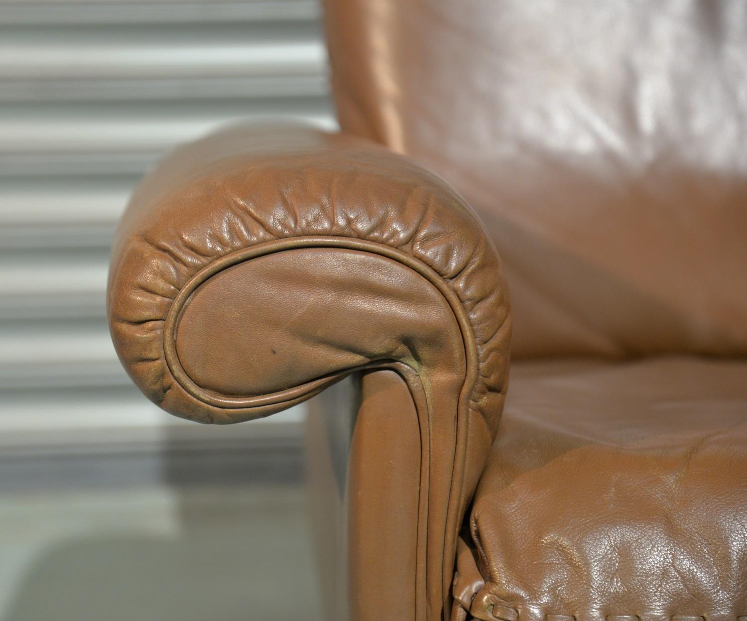 Vintage De Sede DS 31 Leather Swivel Lounge Armchair, Switzerland, 1970s For Sale 2