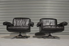 Vintage De Sede DS 31 Leather Swivel Lounge Armchairs, 1970s
