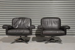 Vintage De Sede DS 31 Leather Swivel Lounge Armchairs, 1970s
