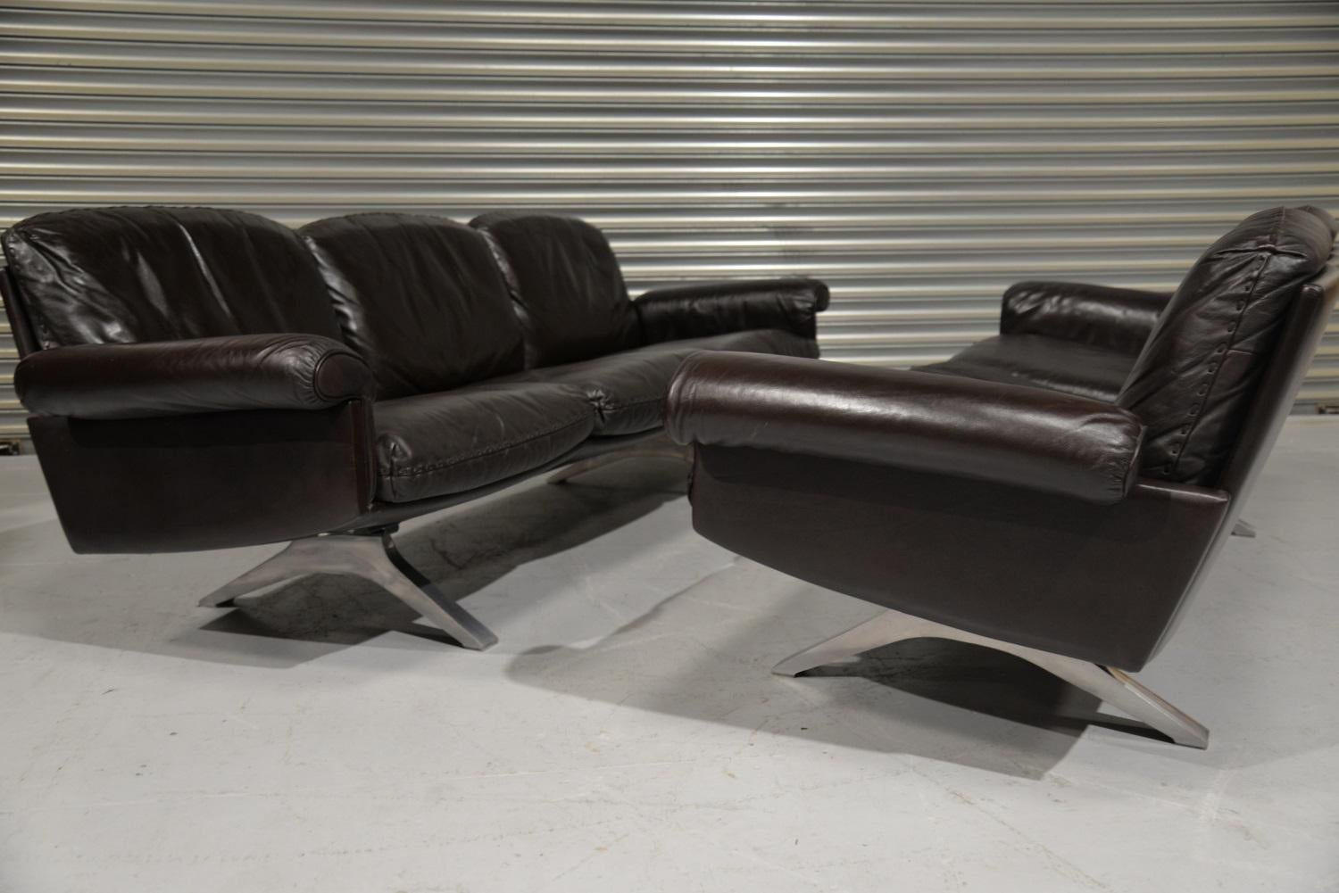 Vintage De Sede DS 31 Leather Three-Seat Sofas, Switzerland 1970s In Good Condition For Sale In Fen Drayton, Cambridgeshire