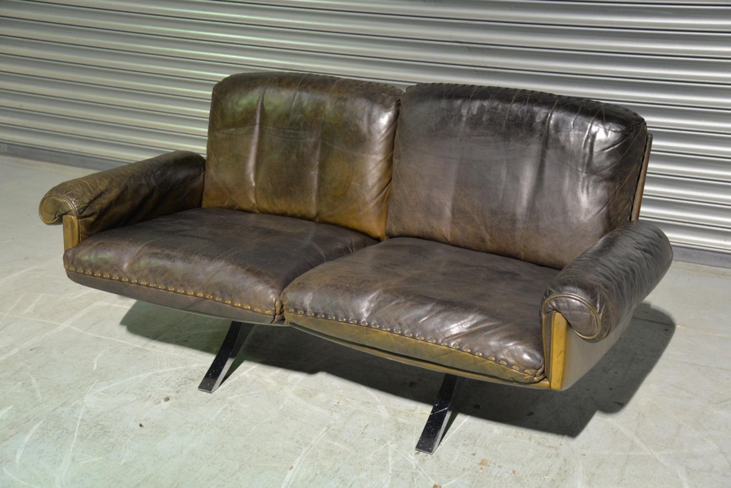 Mid-Century moderno Divano o poltrona a due posti in pelle vintage De Sede DS 31, Svizzera, anni '70 in vendita