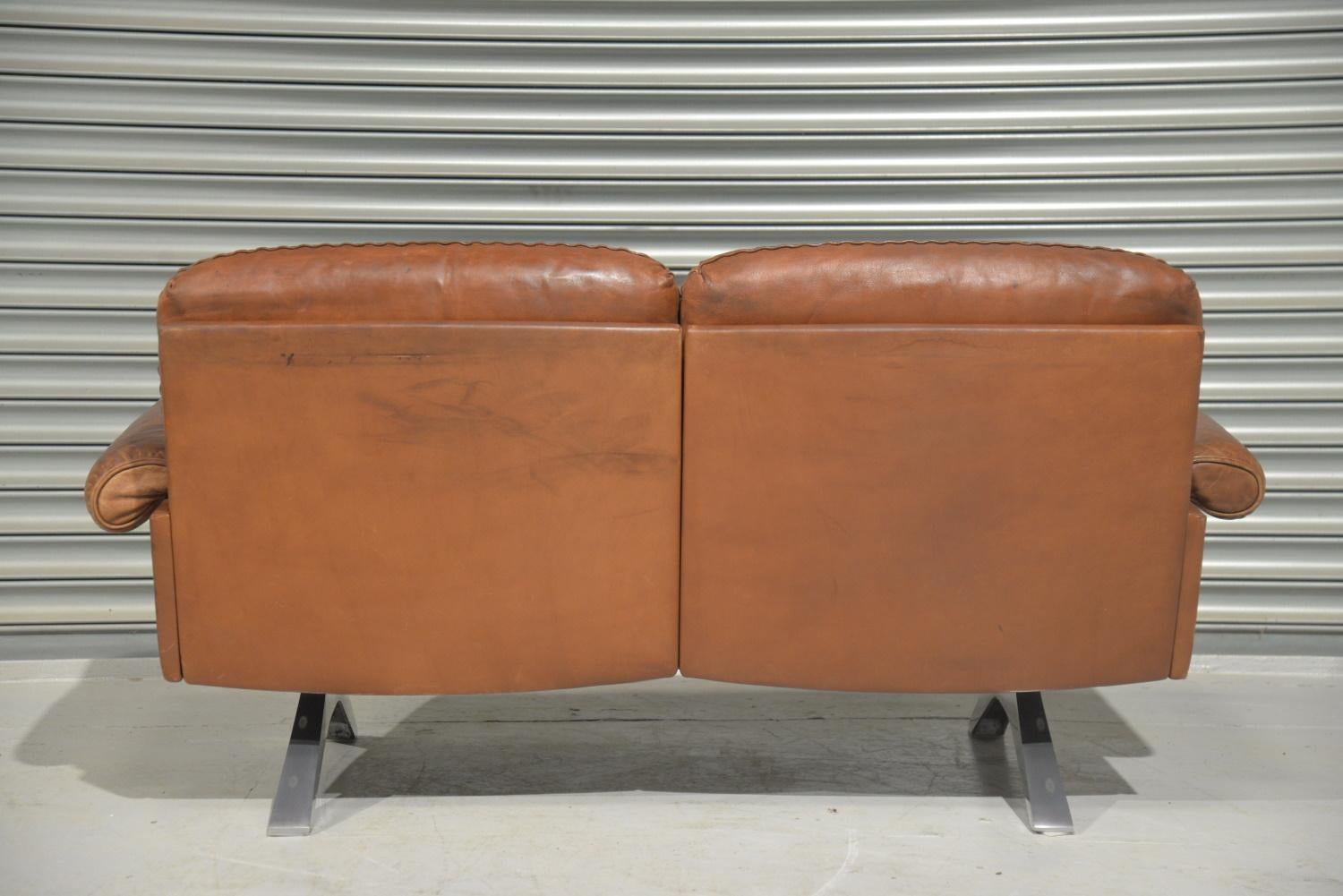 Late 20th Century Vintage De Sede DS 31 Leather Two-Seat Sofa or Loveseat, Switzerland, 1970s For Sale