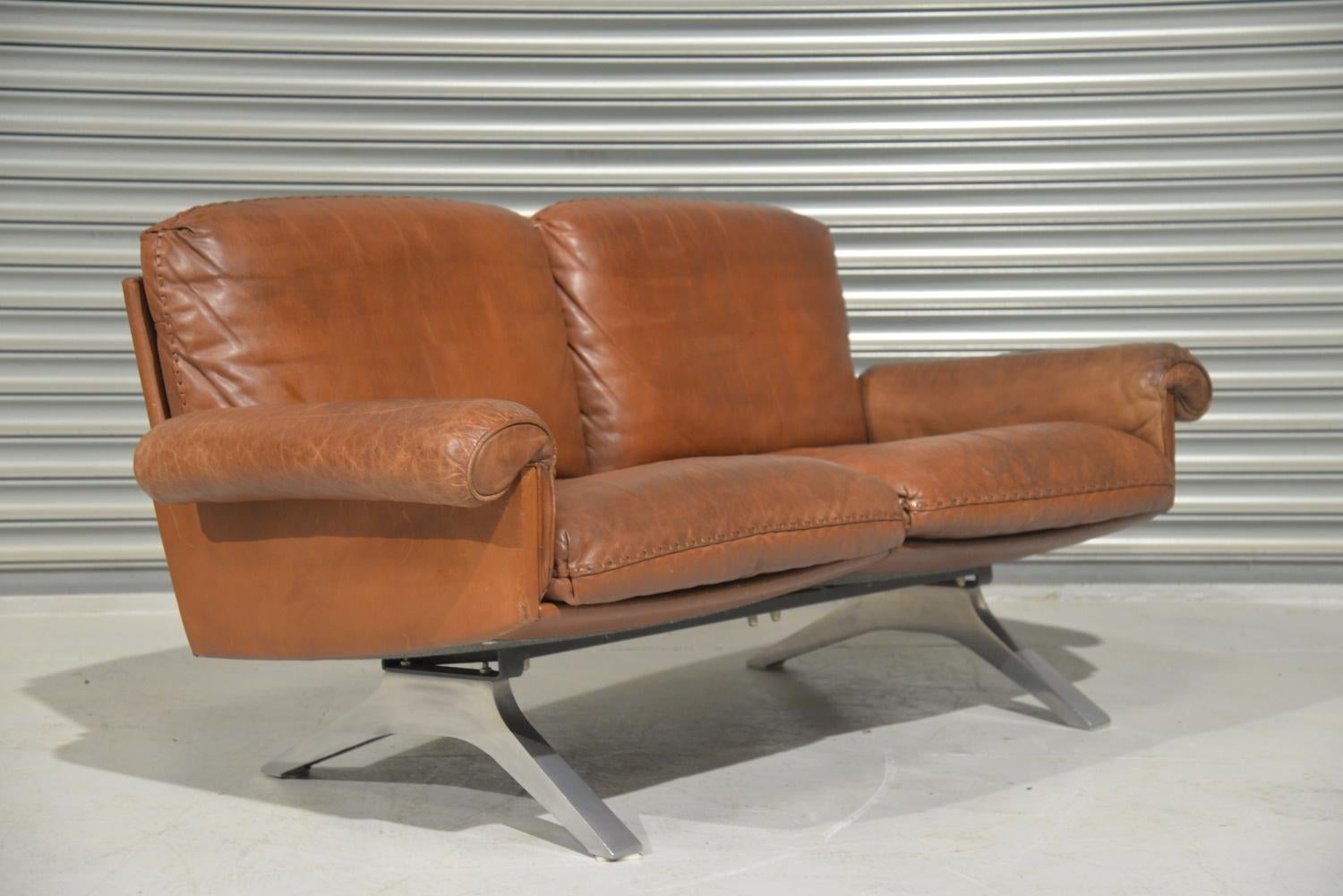 Vintage De Sede DS 31 Leather Two-Seat Sofa or Loveseat, Switzerland, 1970s For Sale 3