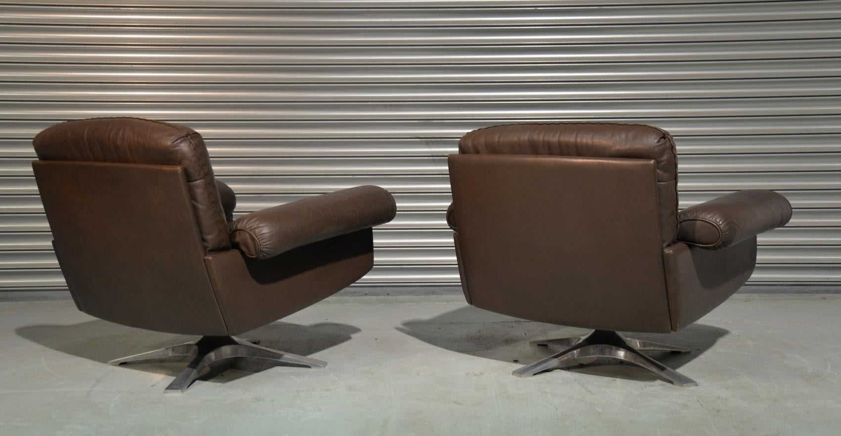 Aluminum Vintage De Sede DS 31 Lounge Swivel Armchairs, Switzerland 1970s
