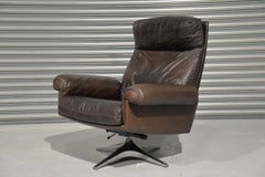 Fauteuil pivotant en cuir vintage De Sede DS 31, Suisse, années 1970