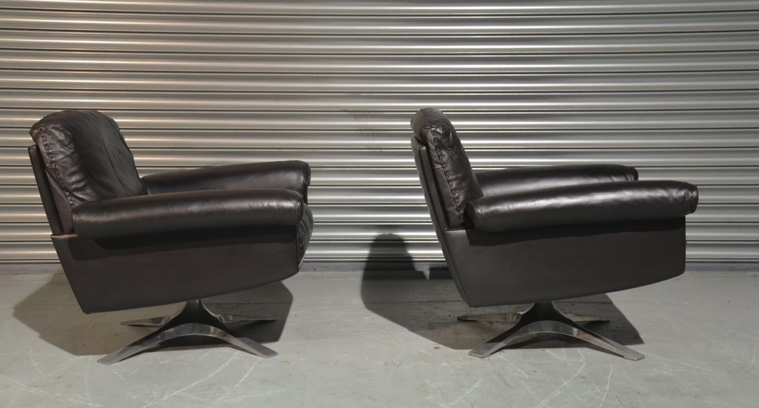 Vintage De Sede DS 31 Swivel Lounge Armchairs, Switzerland 1970s 1