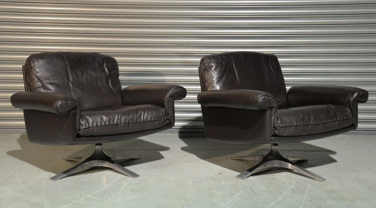 Vintage De Sede DS 31 Swivel Lounge Armchairs, Switzerland 1970s 2