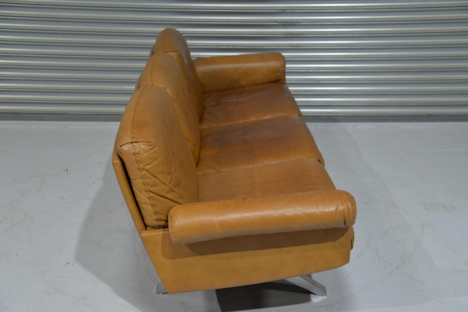 Vintage De Sede DS 31 Leather Three-Seat Sofa, Switzerland 1970s In Good Condition For Sale In Fen Drayton, Cambridgeshire