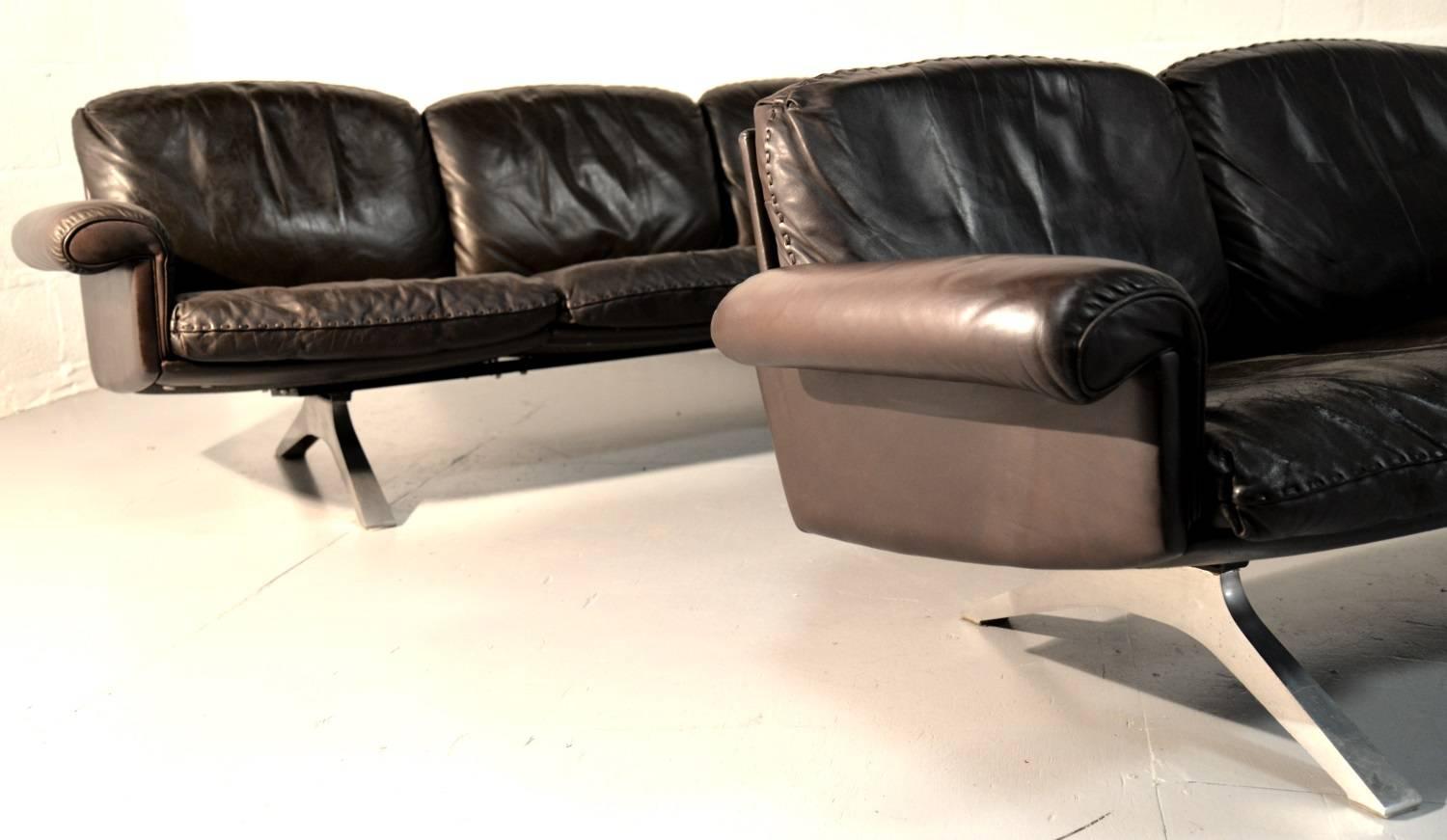 Mid-Century Modern Vintage De Sede DS 31 Leather Three-Seat Sofas, Switzerland 1970`s