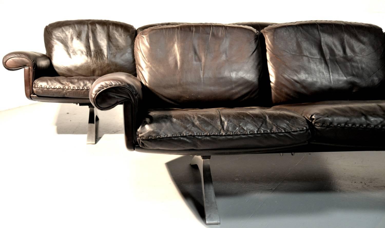 Vintage De Sede DS 31 Leather Three-Seat Sofas, Switzerland 1970`s 2
