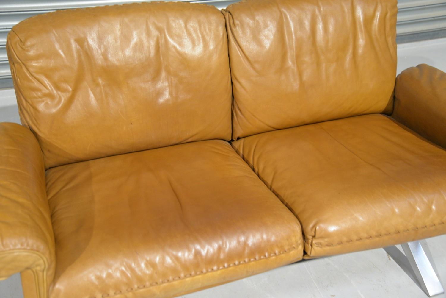 Vintage De Sede DS 31 Leather Two-Seat Sofa Loveseat, Switzerland 1970s 6