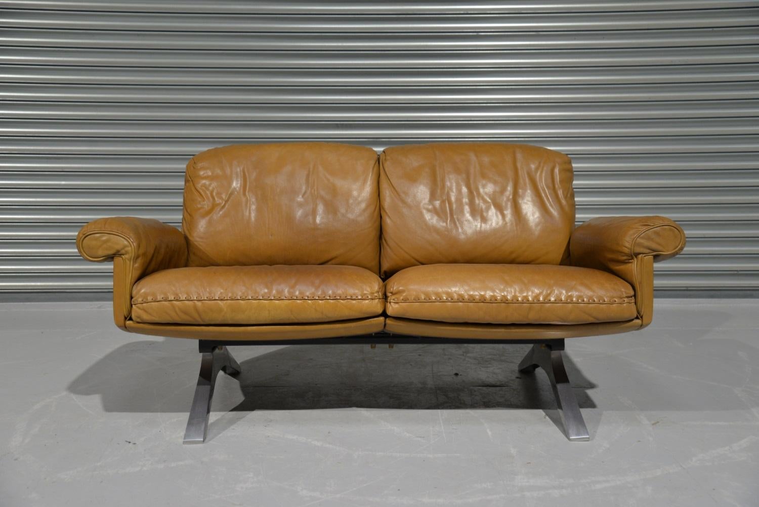 Vintage De Sede DS 31 Leather Two-Seat Sofa Loveseat, Switzerland 1970s 3