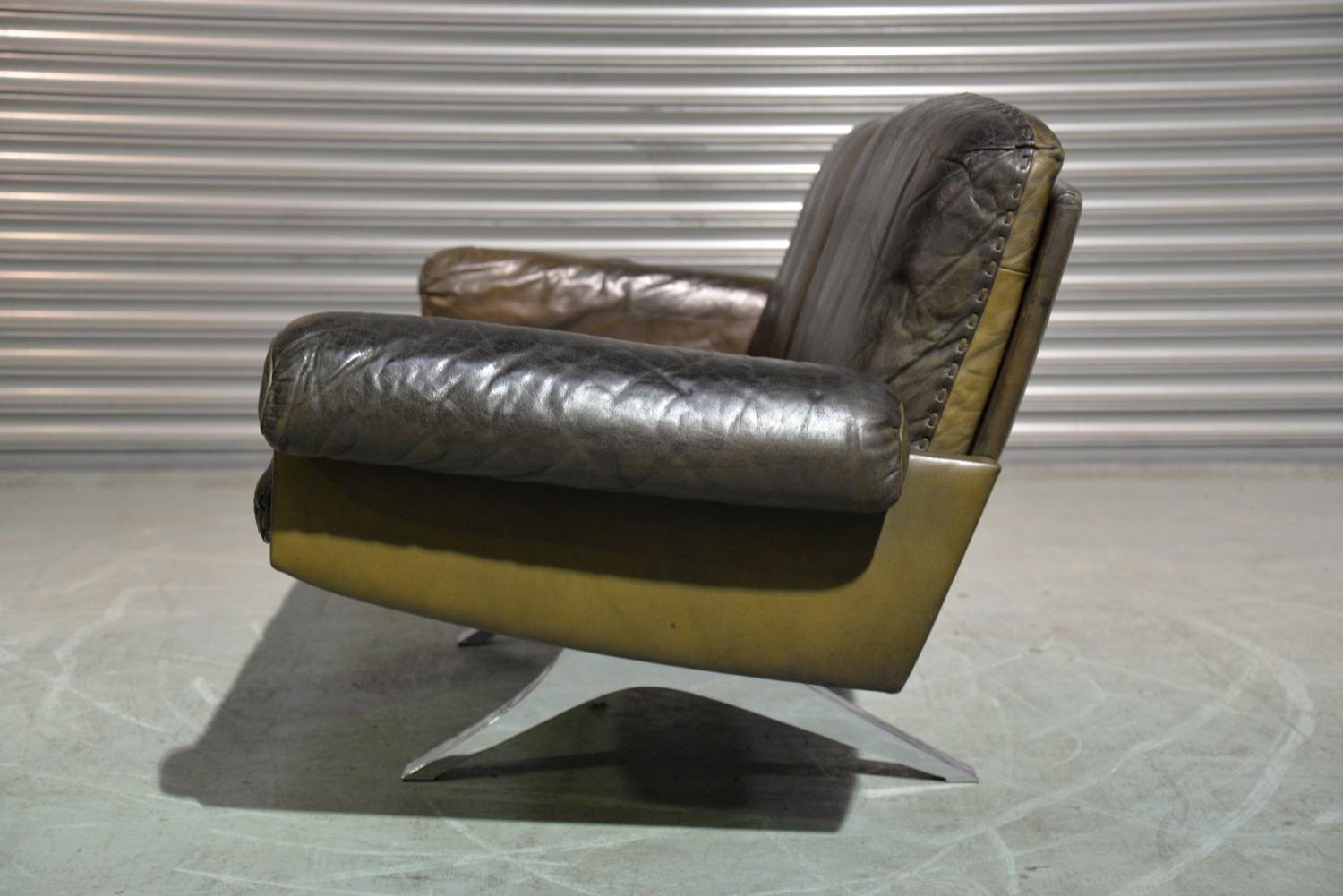 Late 20th Century Vintage De Sede DS 31 Leather Two-Seat Sofa or Loveseat, Switzerland 1970s For Sale