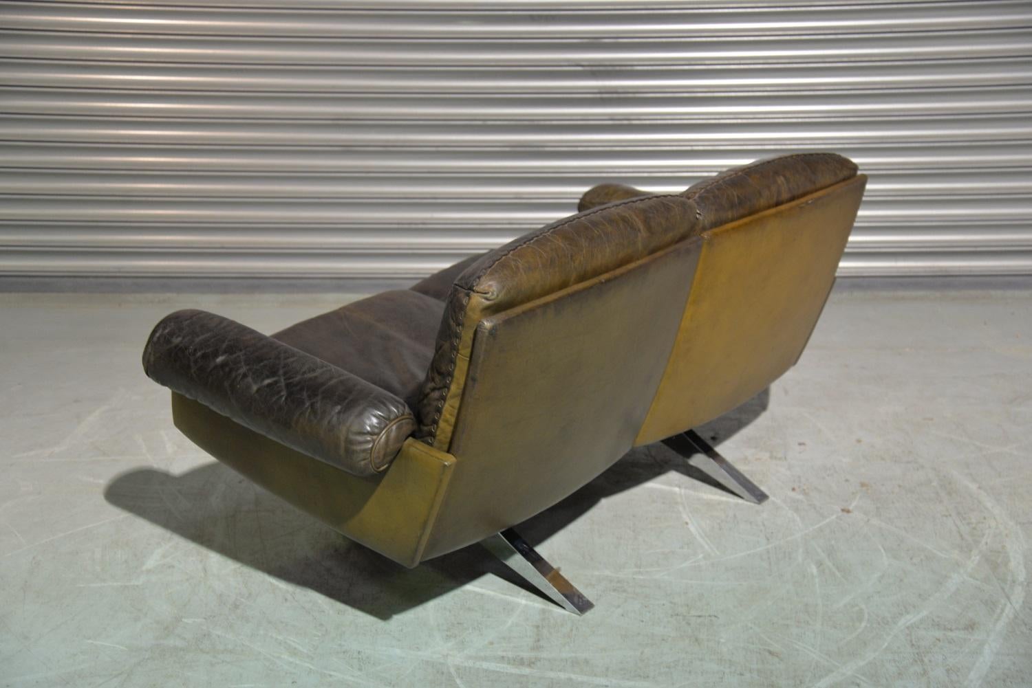Vintage De Sede DS 31 Leather Two-Seat Sofa or Loveseat, Switzerland 1970s For Sale 1
