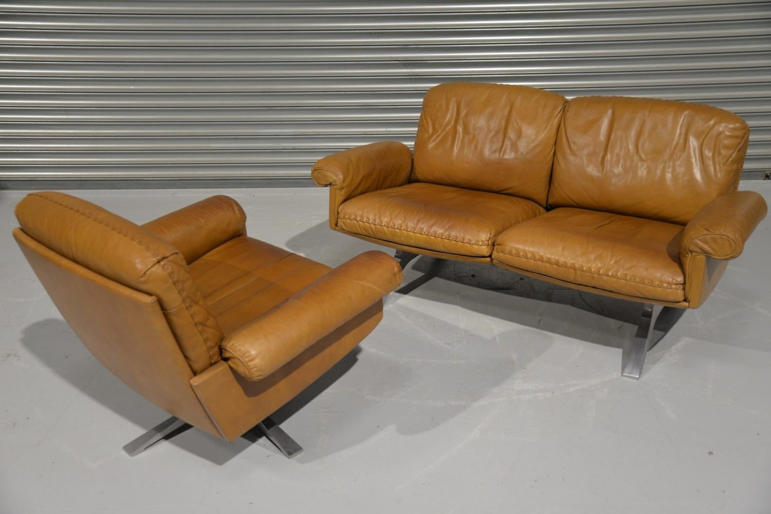 Vintage De Sede DS 31 Two-Seat Sofa with swivel armchair, Switzerland 1970`s In Good Condition In Fen Drayton, Cambridgeshire